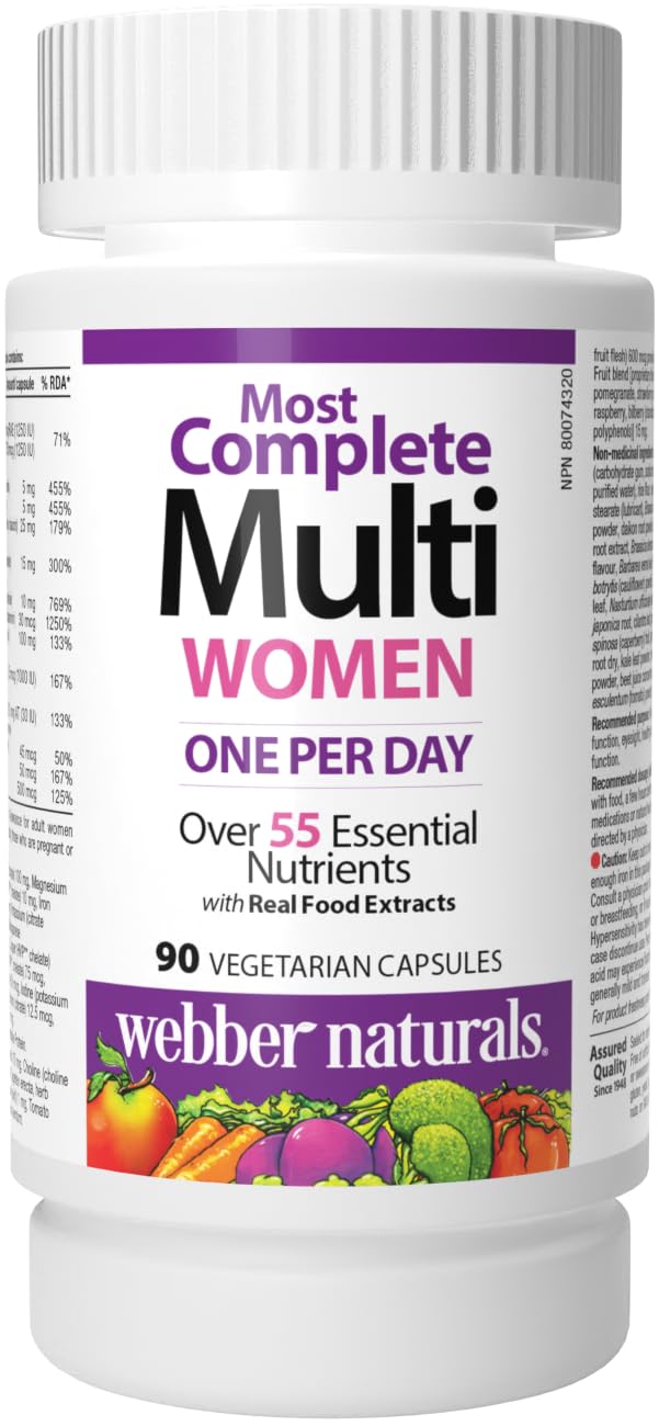 Webber Naturals Women's Most Complete Multi bottle front view supports daily wellness for women.