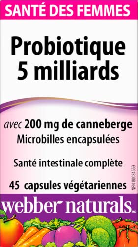 Webber Naturals bottle back label shows dosage guidance for daily probiotic use