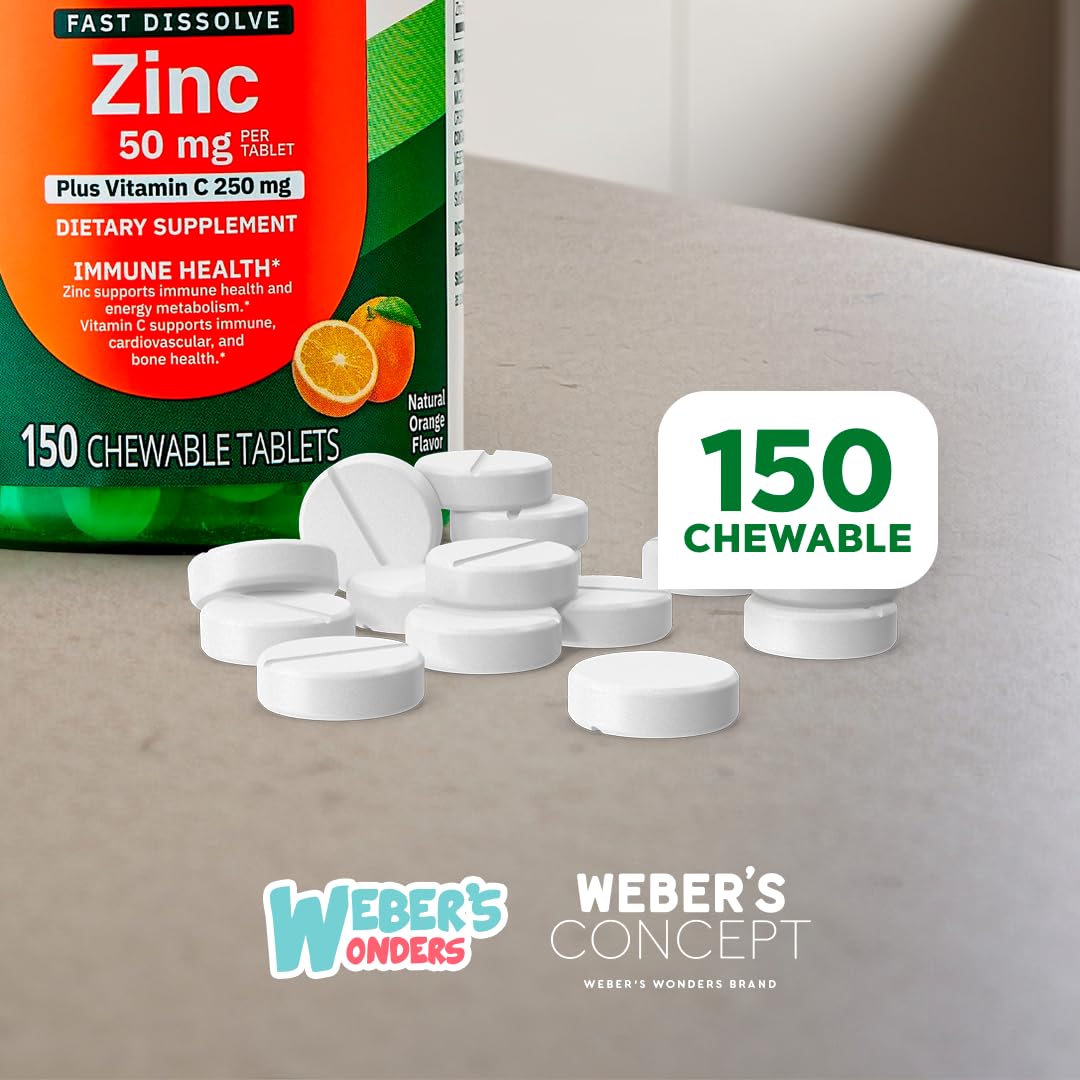 Weber's Wonders zinc 50 mg and vitamin C 250 mg per tablet for essential mineral support