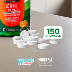 Weber's Wonders zinc 50 mg and vitamin C 250 mg per tablet for essential mineral support