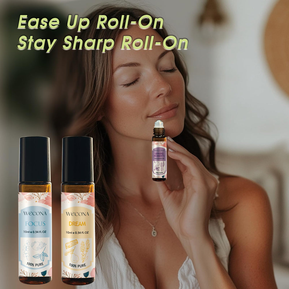 Wecona roll-on in hand demonstrates portable size for daily rituals