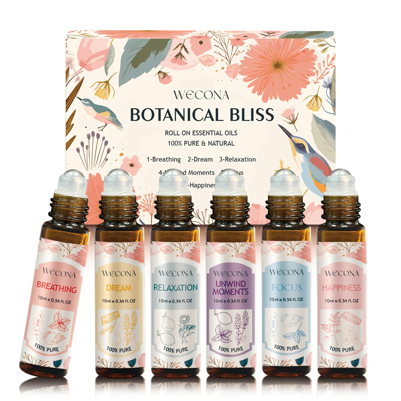 Wecona aromatherapy roll-on set packaging showing premium gift-ready presentation