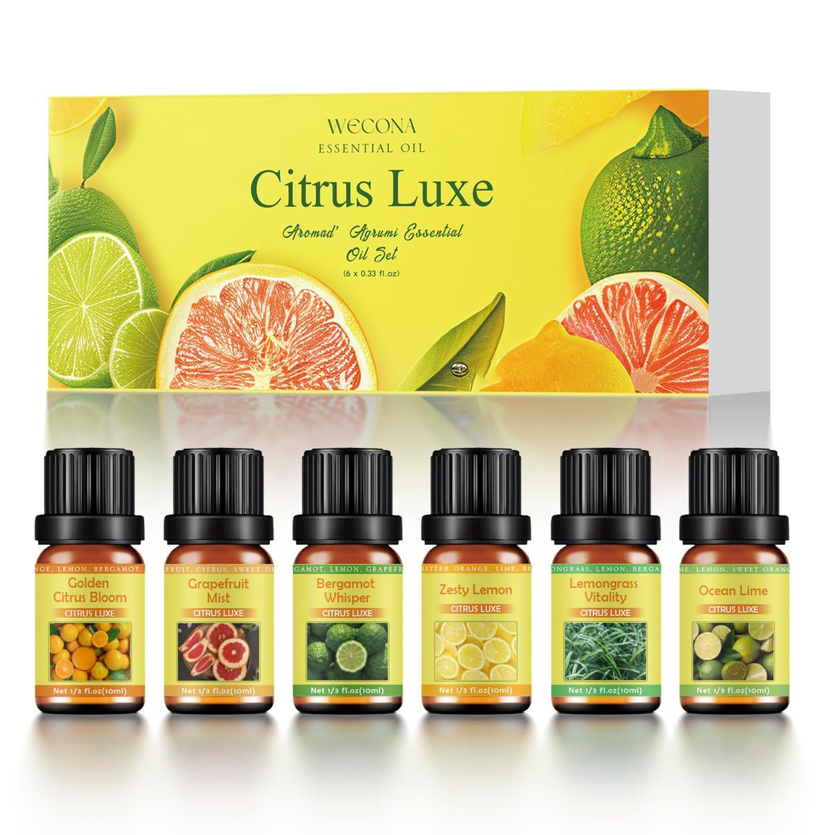WECONA Bergamot oil bottle for diffuser ambiance and mood uplift.