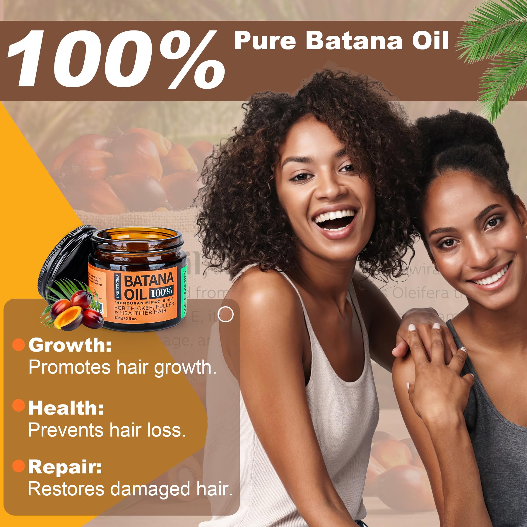 WEEMOTD Batana Oil jar closeup, emphasizing natural purity for hair care.