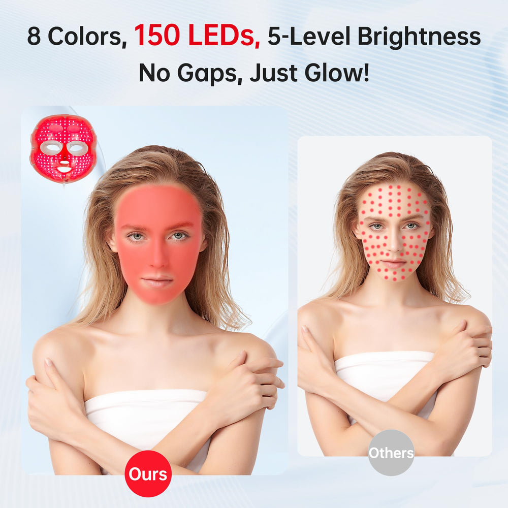 Weetall LED mask timer control shown for customizable session length.