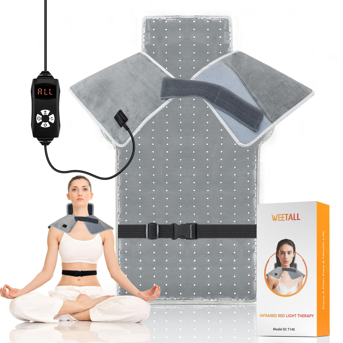 WEETALL red light therapy shoulder-neck wrap eases back and neck tension.