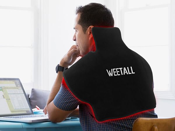 WEETALL red light neck shoulder wrap back view showing full coverage