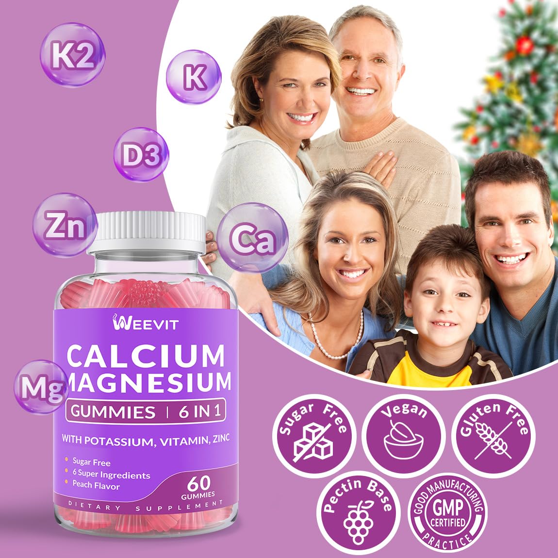 Weevit bottle on kitchen counter suggests convenient daily calcium routine.