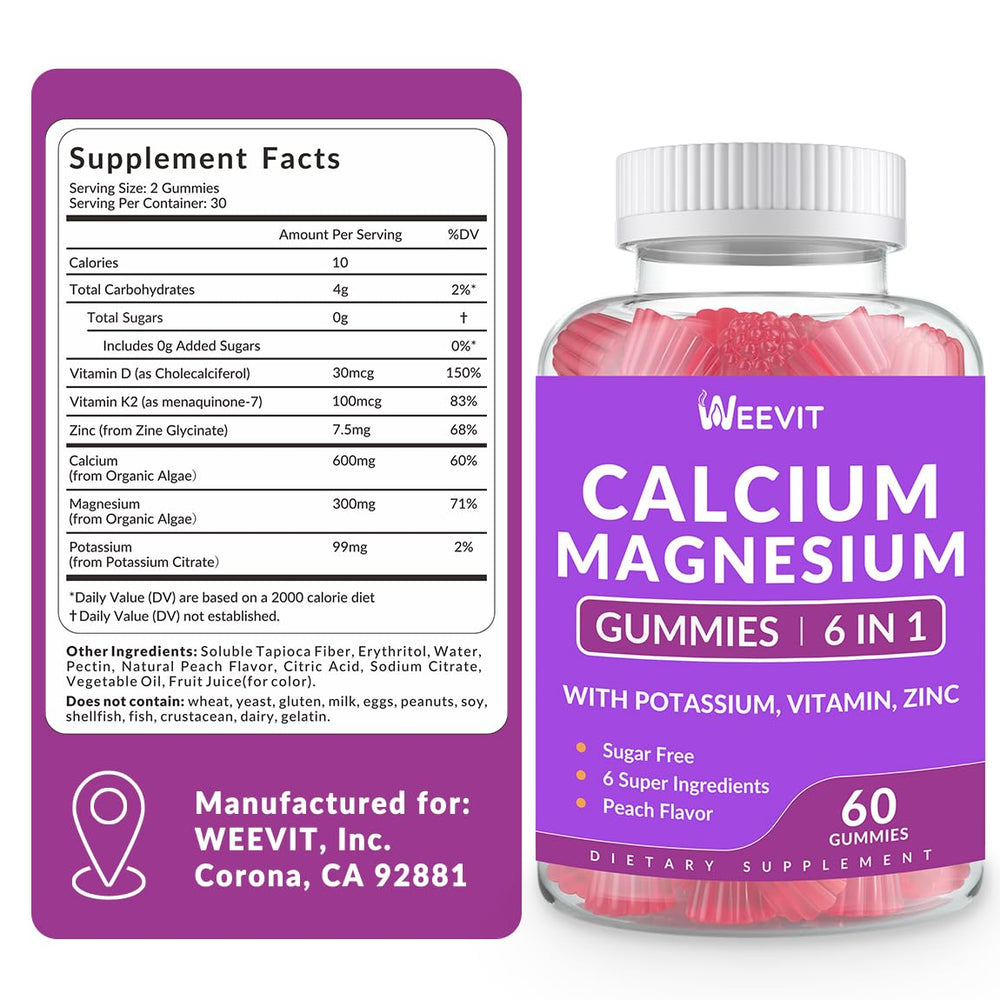 Serving scoop beside gummies implies easy daily intake with Weevit.