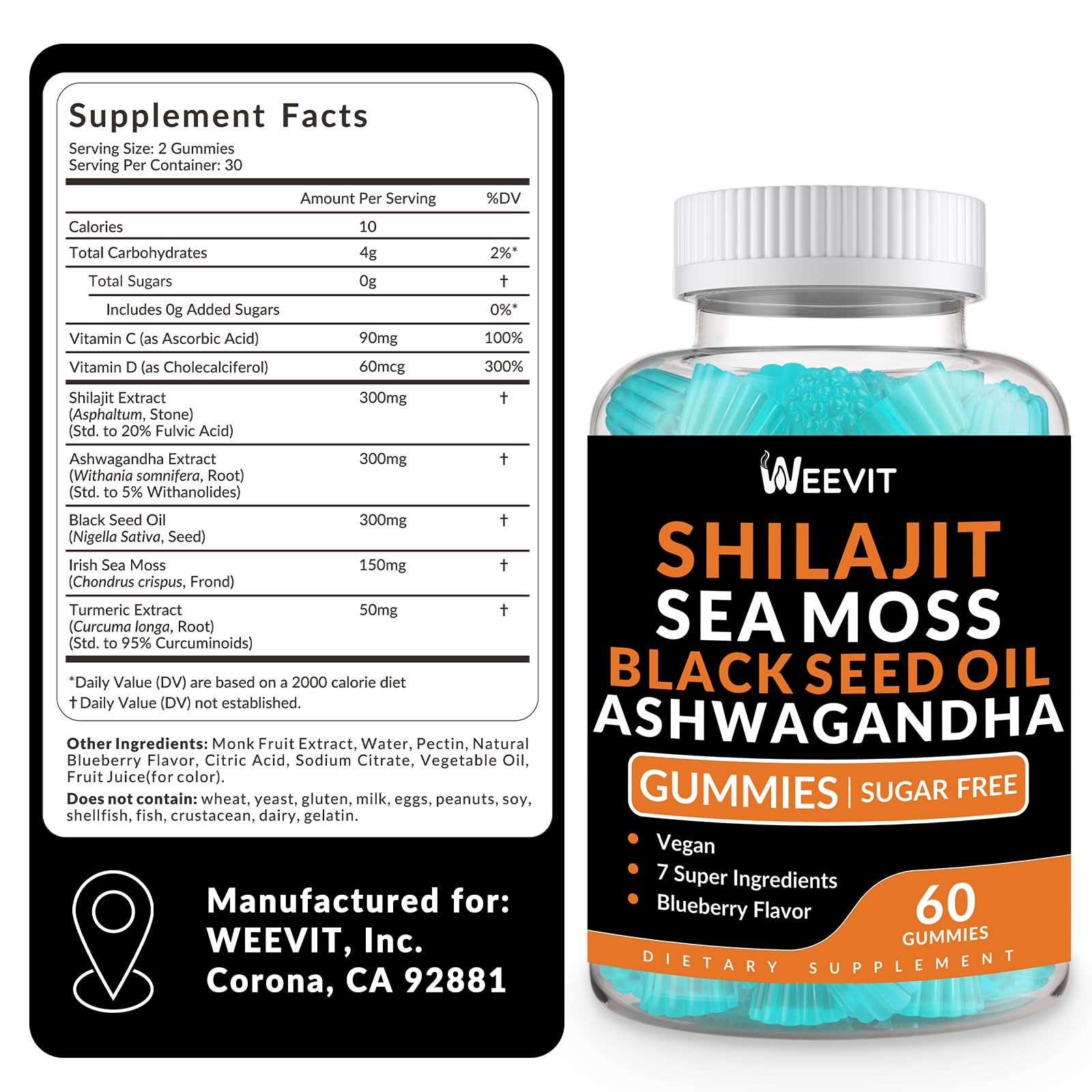 Weevit gummies packaging front promotes convenient daily wellness support.