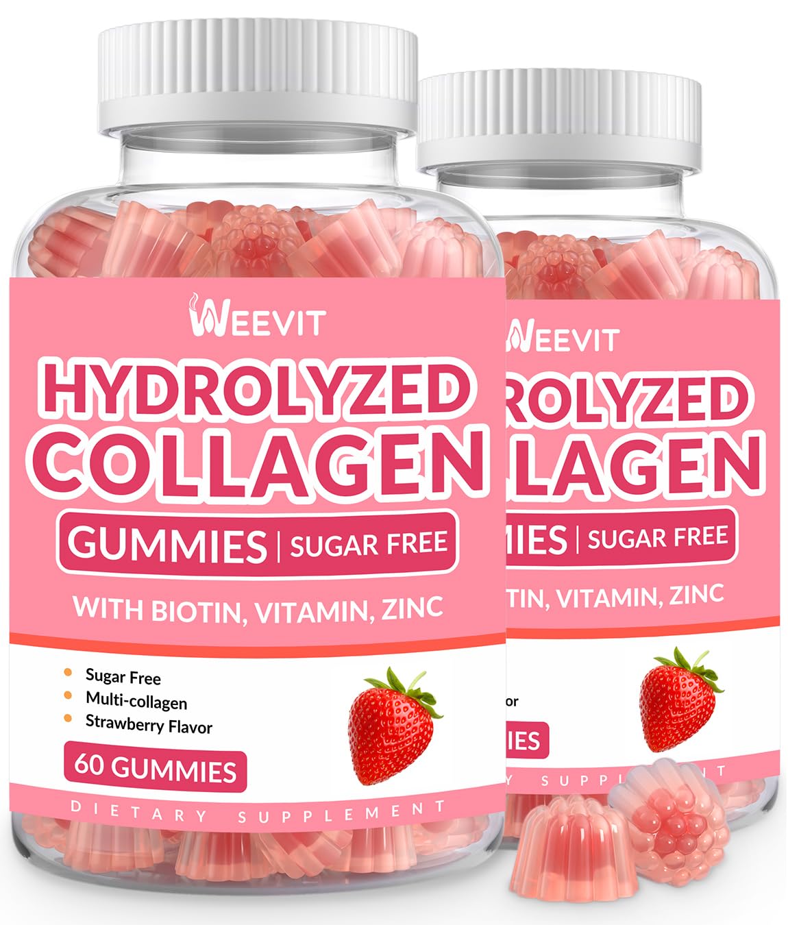 Weevit Sugar Free Collagen Gummies bottle for daily beauty support and convenient use.