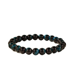 WEFRIN Evil Eye bracelet front view shows protective style with hematite and tiger eye beads.