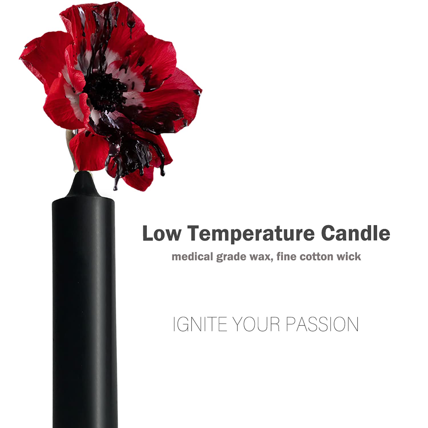 WEIHAI low-temp red candle closeup highlighting controlled drip