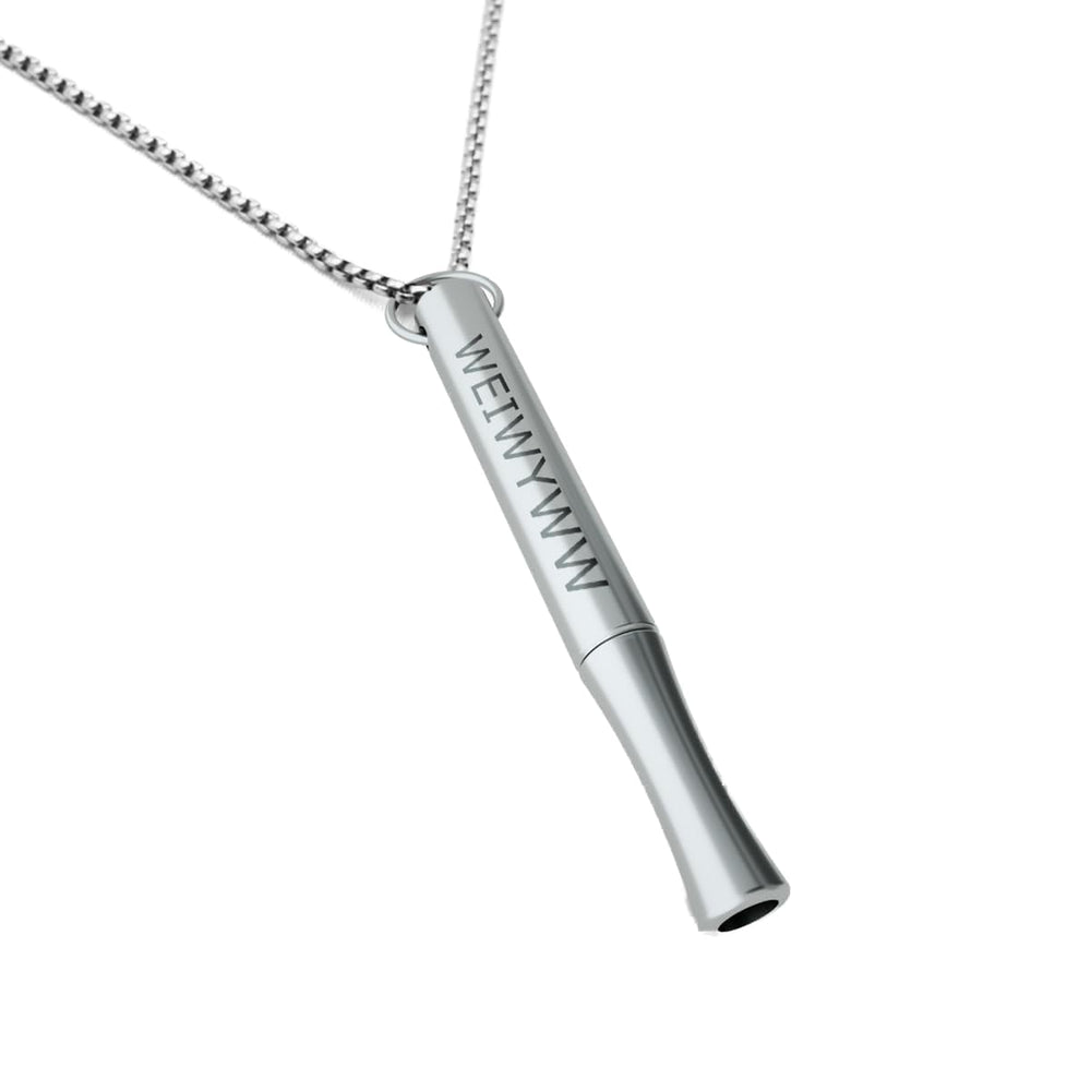 WEIWYWW breathing necklace close-up highlights elegant pendant for daily calm.