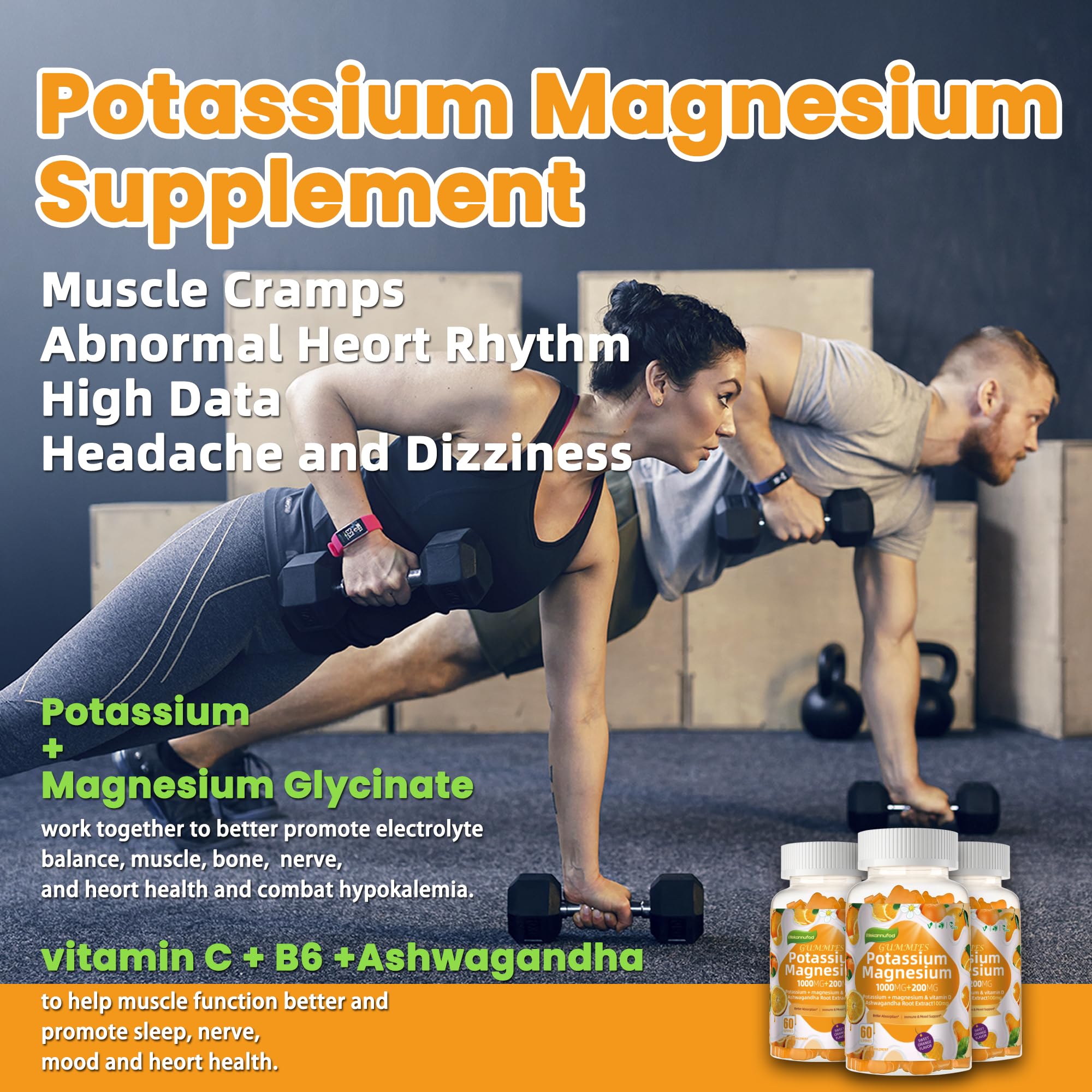 Wekannufod potassium magnesium gummies blueberry flavor close-up suggests tasty daily intake.