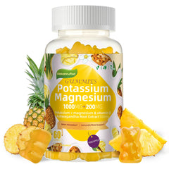 Wekannufod Potassium Magnesium Gummies bottle showing pineapple flavor for daily wellness