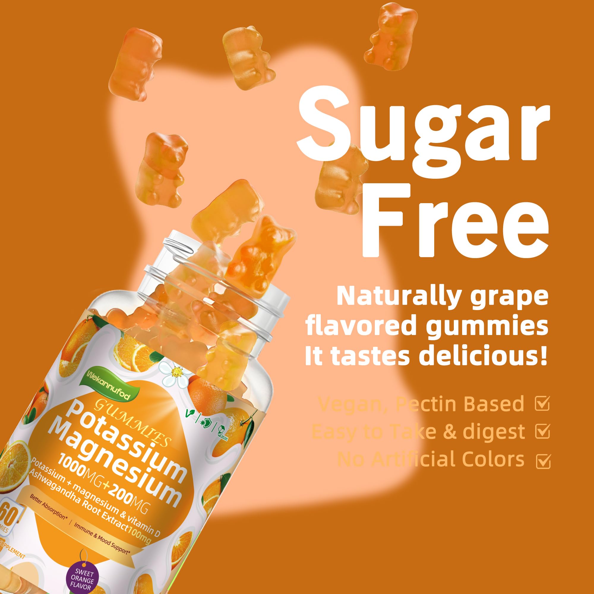 Wekannufod gummies sugar-free label emphasizes dietary option.