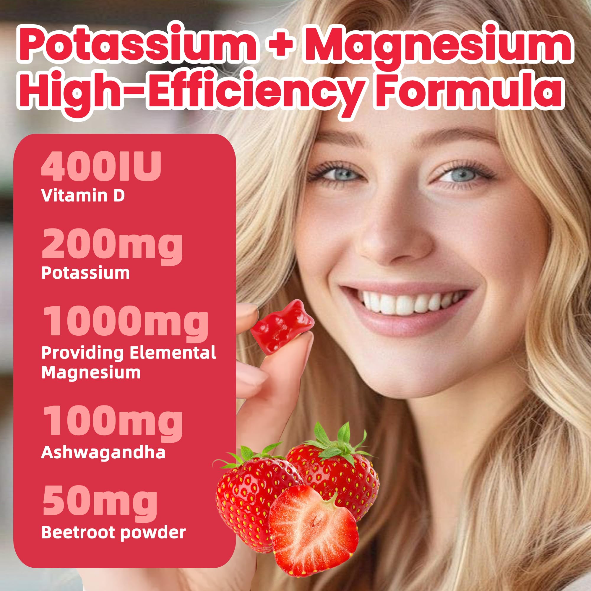 Bright, sugar-free strawberry gummies from Wekannufod for guilt-free supplementation