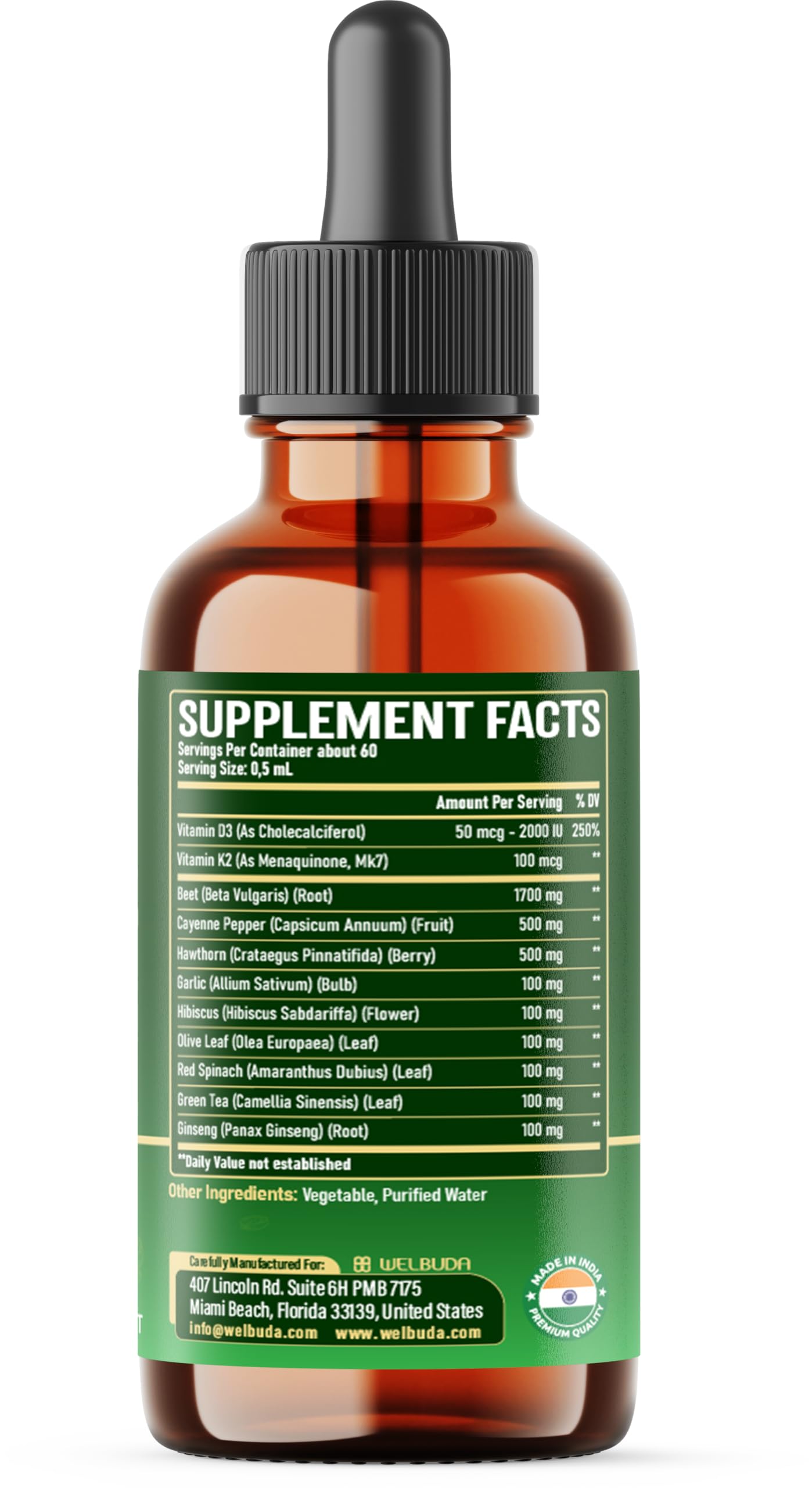 WELBUDA 11in1 Beet Root Liquid — gluten-free non-GMO labeling