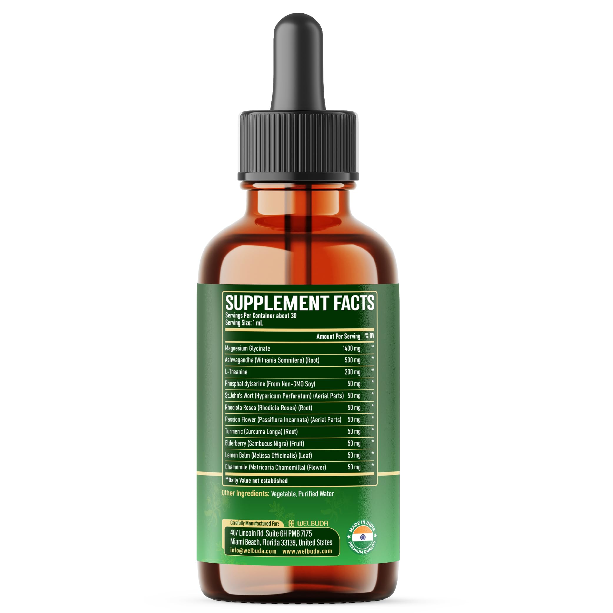 Welbuda Daily drops plan showing 1ml serving for a month-long routine.