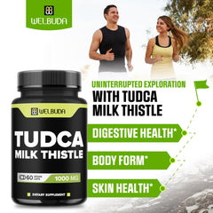 WELBUDA milk thistle ingredients label highlighting Tudca blend
