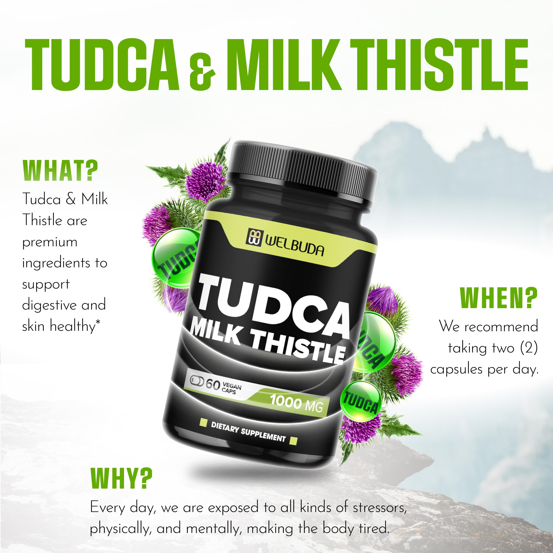 WELBUDA vegan capsules scene emphasizes vegetarian option