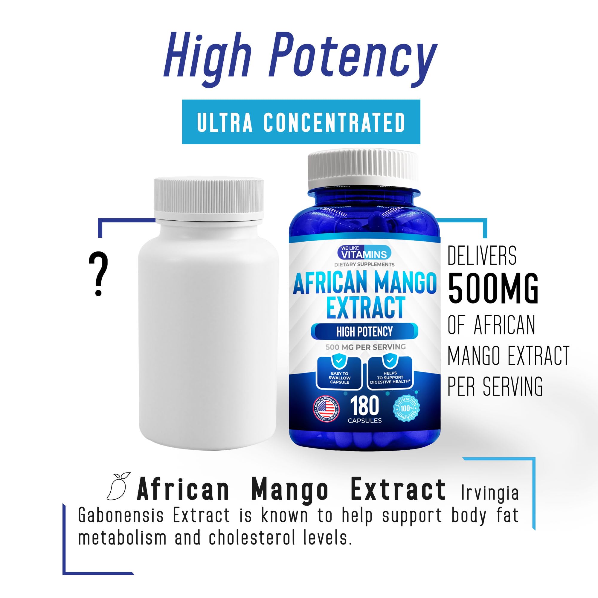 We Like Vitamins African Mango packaging in box communicates value and clarity