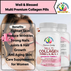 Well and Blessed bottle on table for easy daily collagen routine.