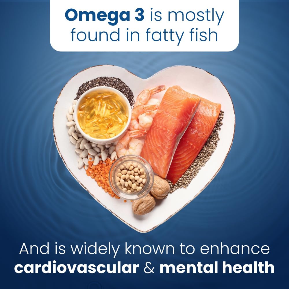 Well of Life Omega-3 bottle shown with a healthy daily routine scene.