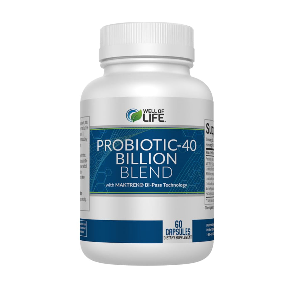 Well of Life Probiotic 40Billion bottle front showing digestive support potential
