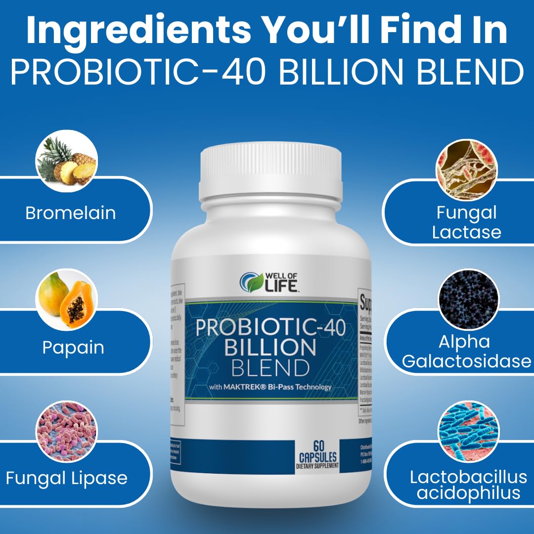 Well of Life Probiotic capsules pictured for nutrient absorption and wellness
