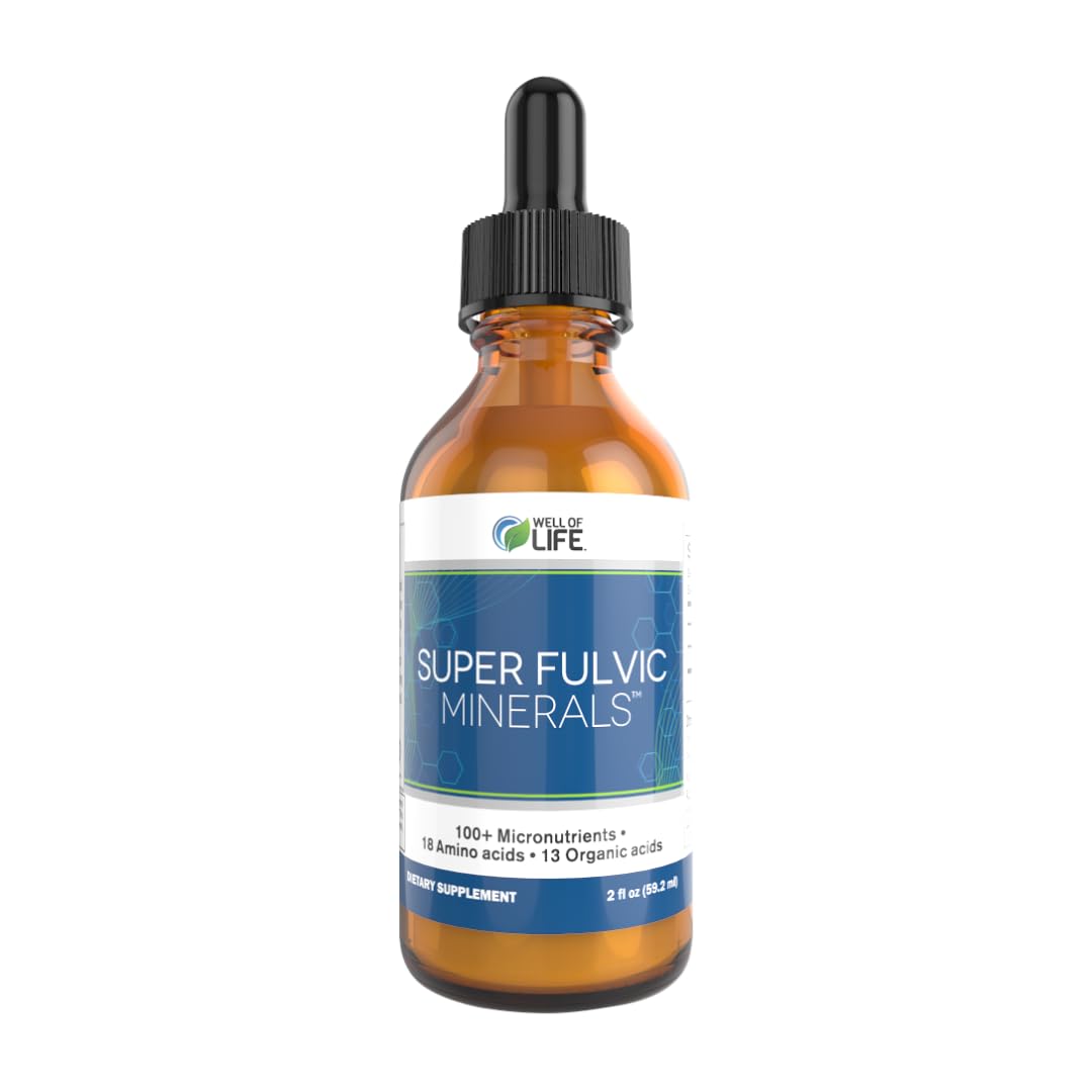 Well of Life Super Fulvic Minerals bottle showing compact 2 oz size for daily use and detox routine