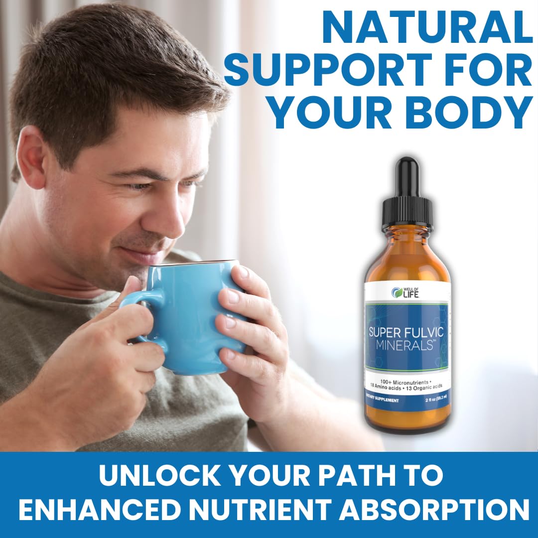 Well of Life Super Fulvic Minerals drops ready to mix into water for vitality