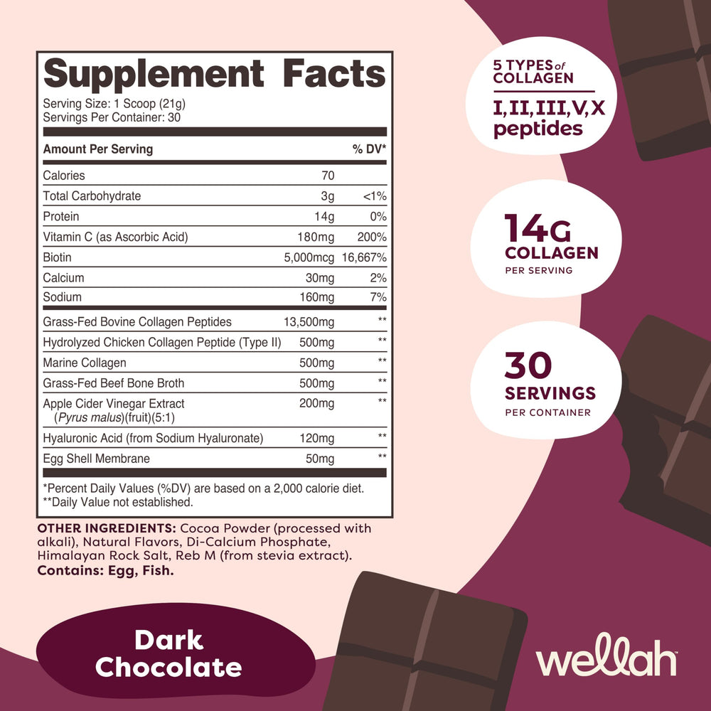 Wellah Afterglow powder and scoop show easy-to-mix daily serving.