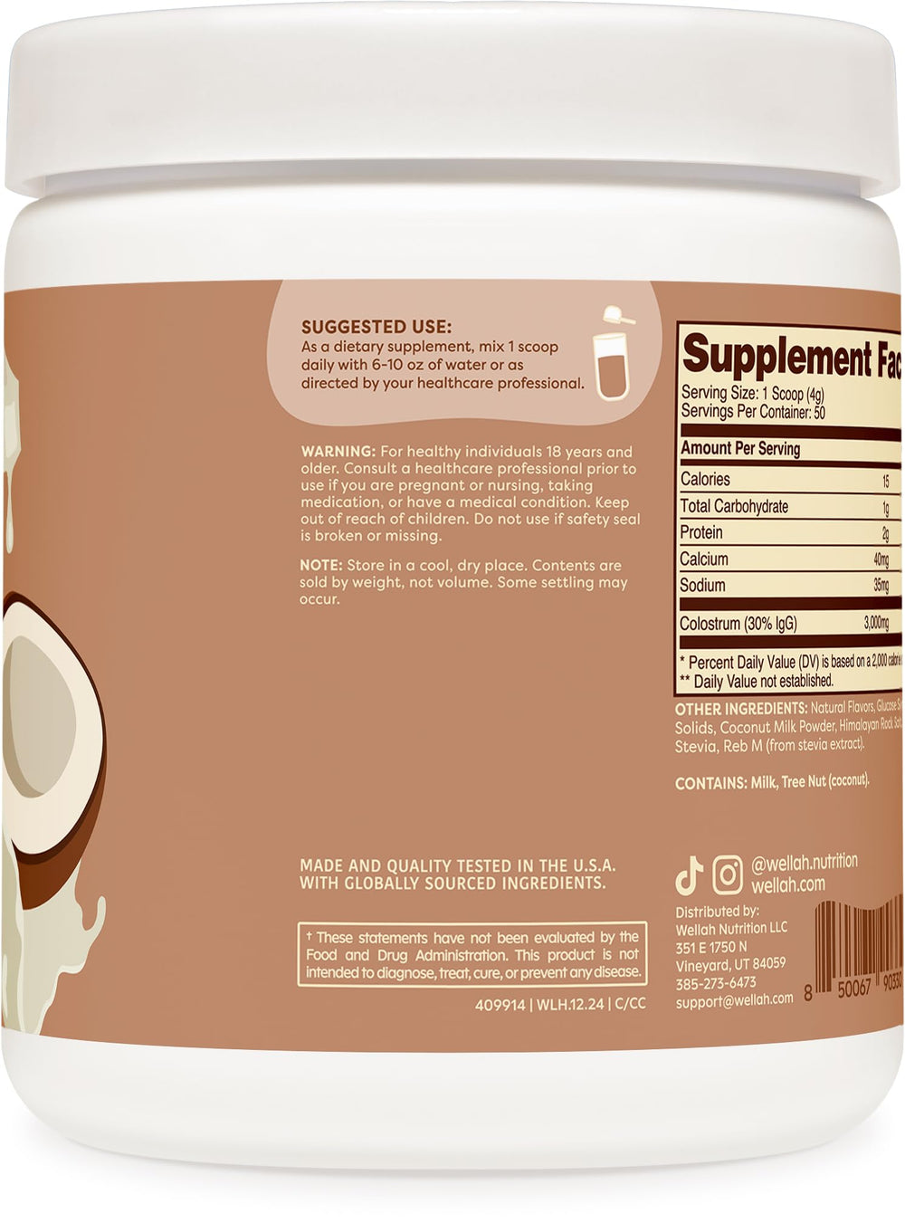 Wellah Colostrum Coconut Cream dissolving in a drink for easy mix