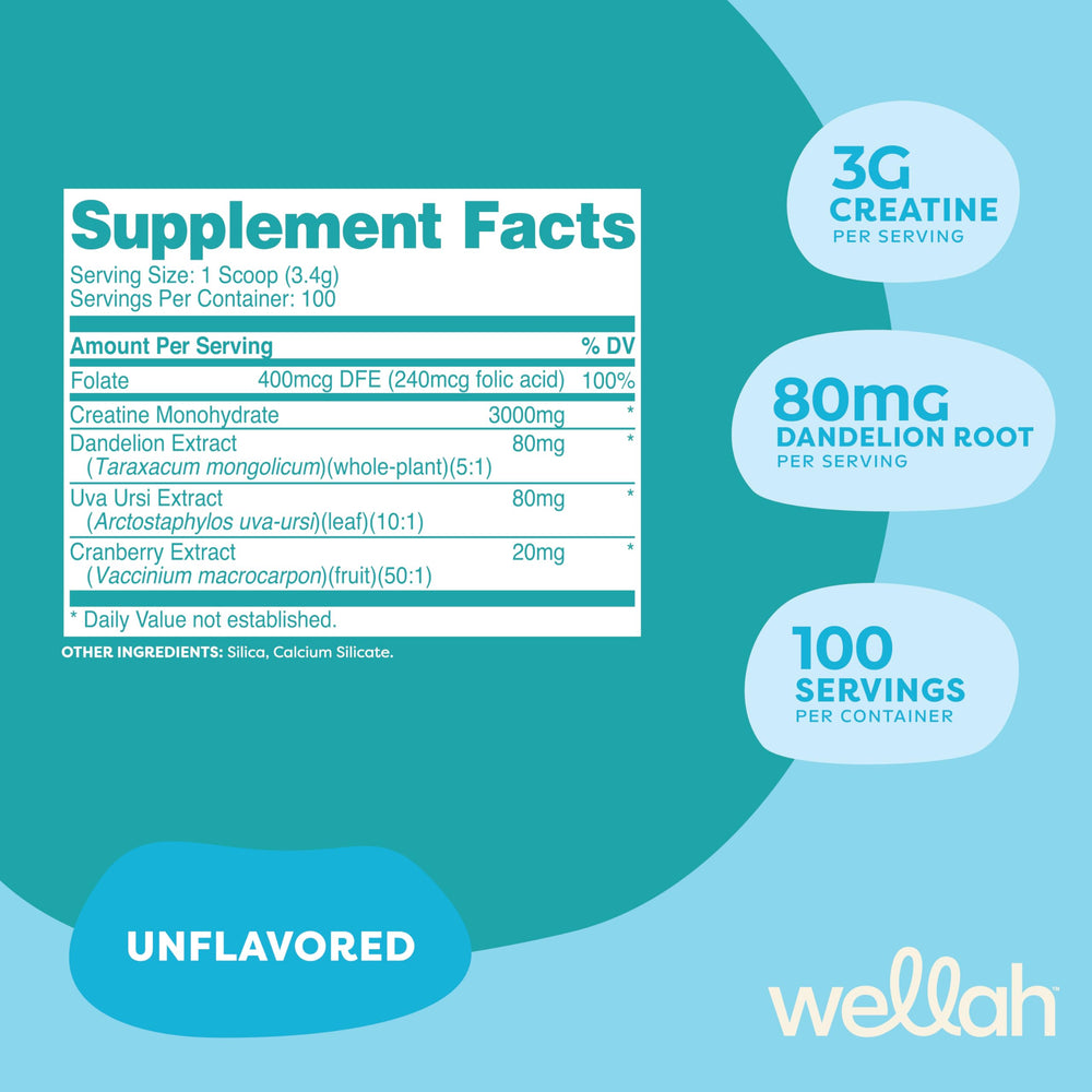 Wellah Creatine for Women 100-serving bottle ready for daily use