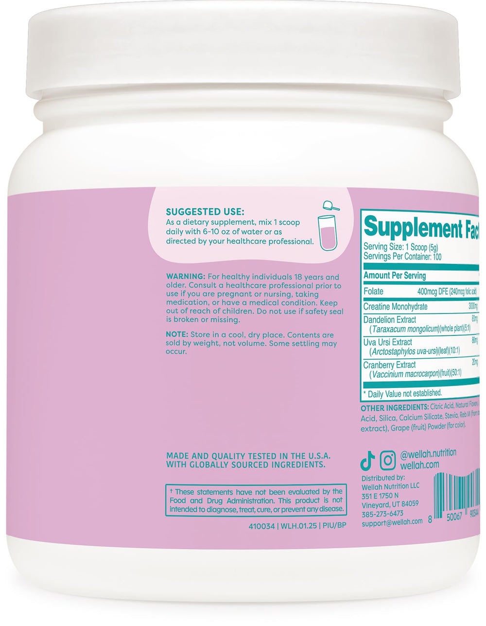 Wellah Creatine for Women blueberry-pomegranate swirl highlights flavor mix