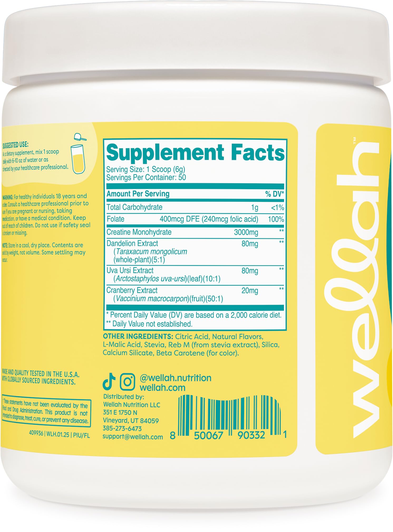 Wellah Creatine for Women NSF-certified facility label signals quality and third-party testing for confidence