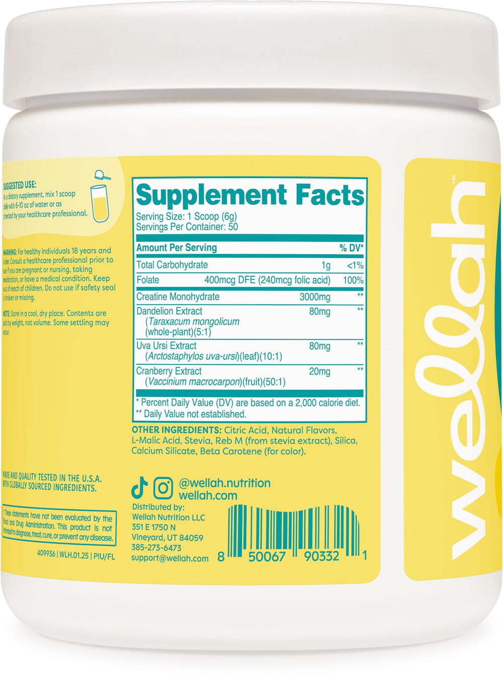Wellah Creatine for Women NSF-certified facility label signals quality and third-party testing for confidence