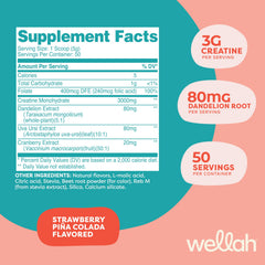 Wellah Creatine for Women scoop powder, easy to measure for workouts.