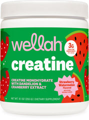 Wellah Creatine for Women container with Strawberry Watermelon flavor enables easy daily dosing.