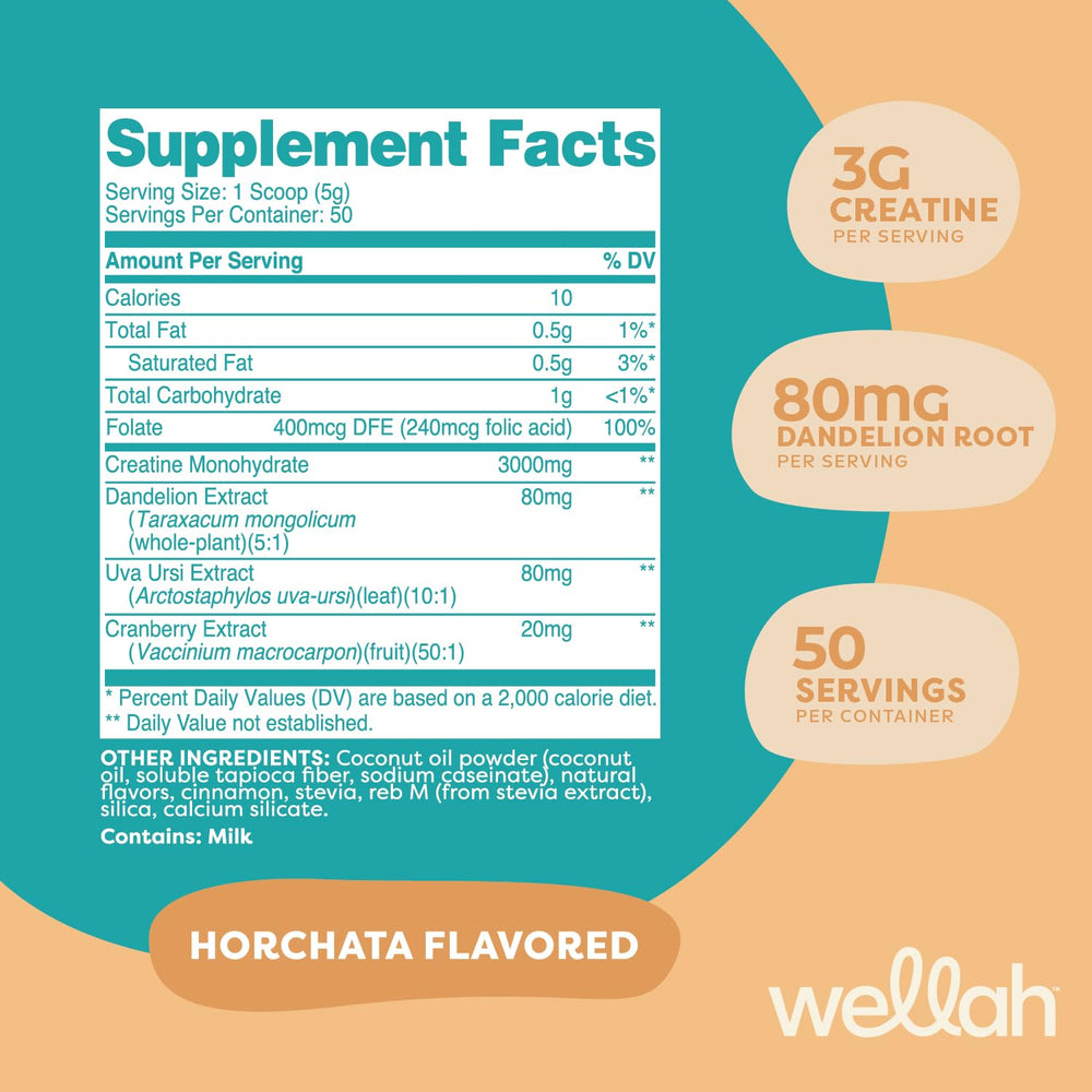 Wellah Creatine for Women horchata glass evokes a smooth, refreshing workout ritual