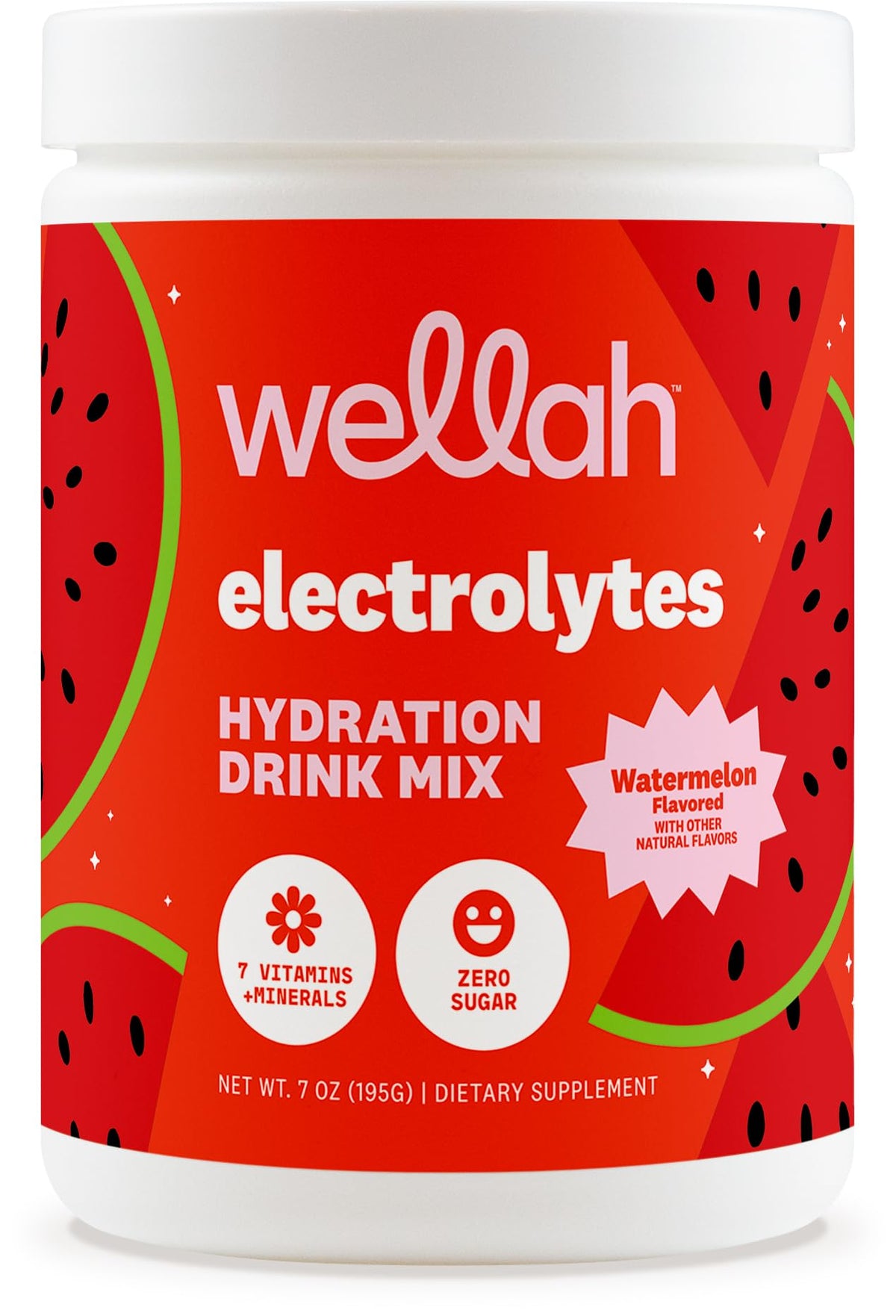 Wellah Electrolytes Powder Watermelon front packaging for quick hydration.