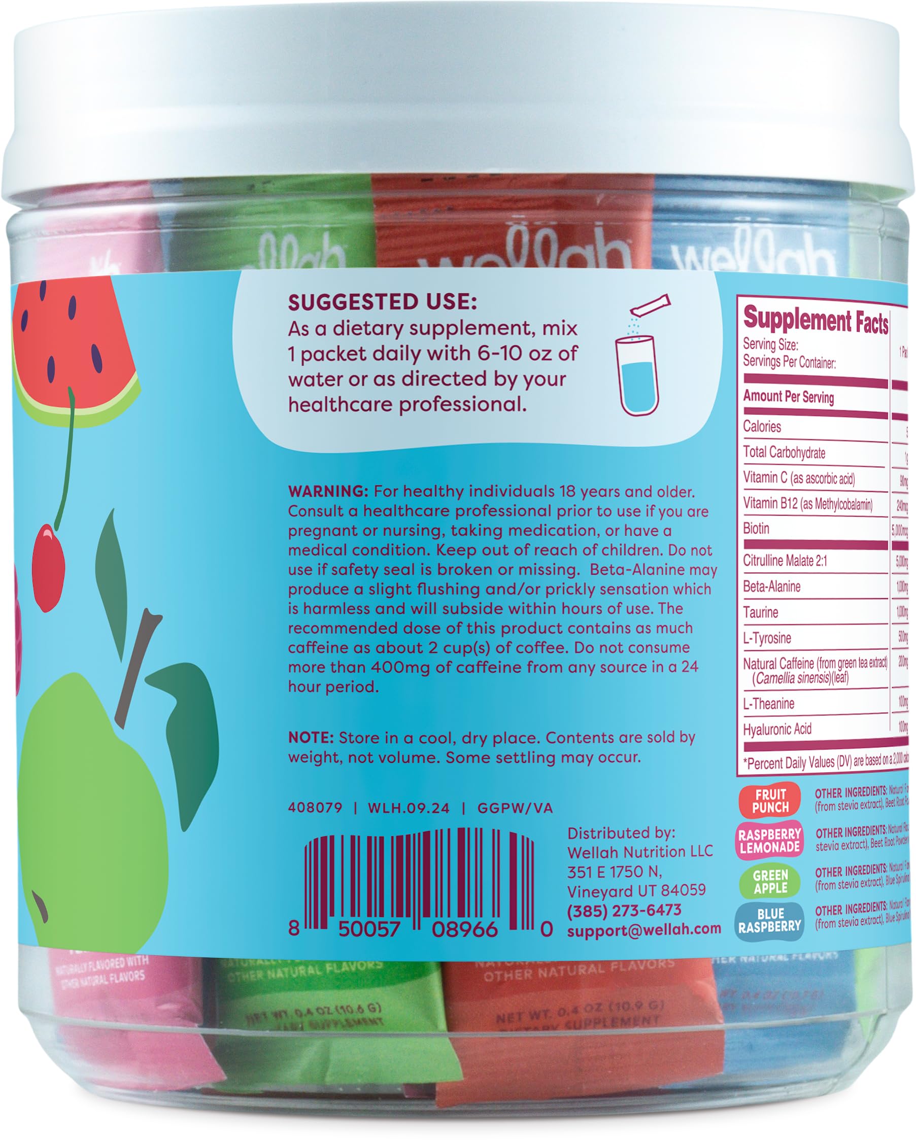 Wellah Get Going stevia-sweetened pre-workout sticks highlighting sugar-free flavor