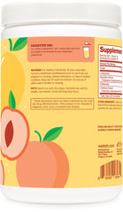 Wellah L-Glutamine Peach Mango label closeup highlighting GMP quality and third-party testing.