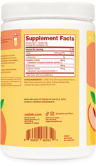 Wellah L-Glutamine Peach Mango label closeup with supplement facts and extracts.