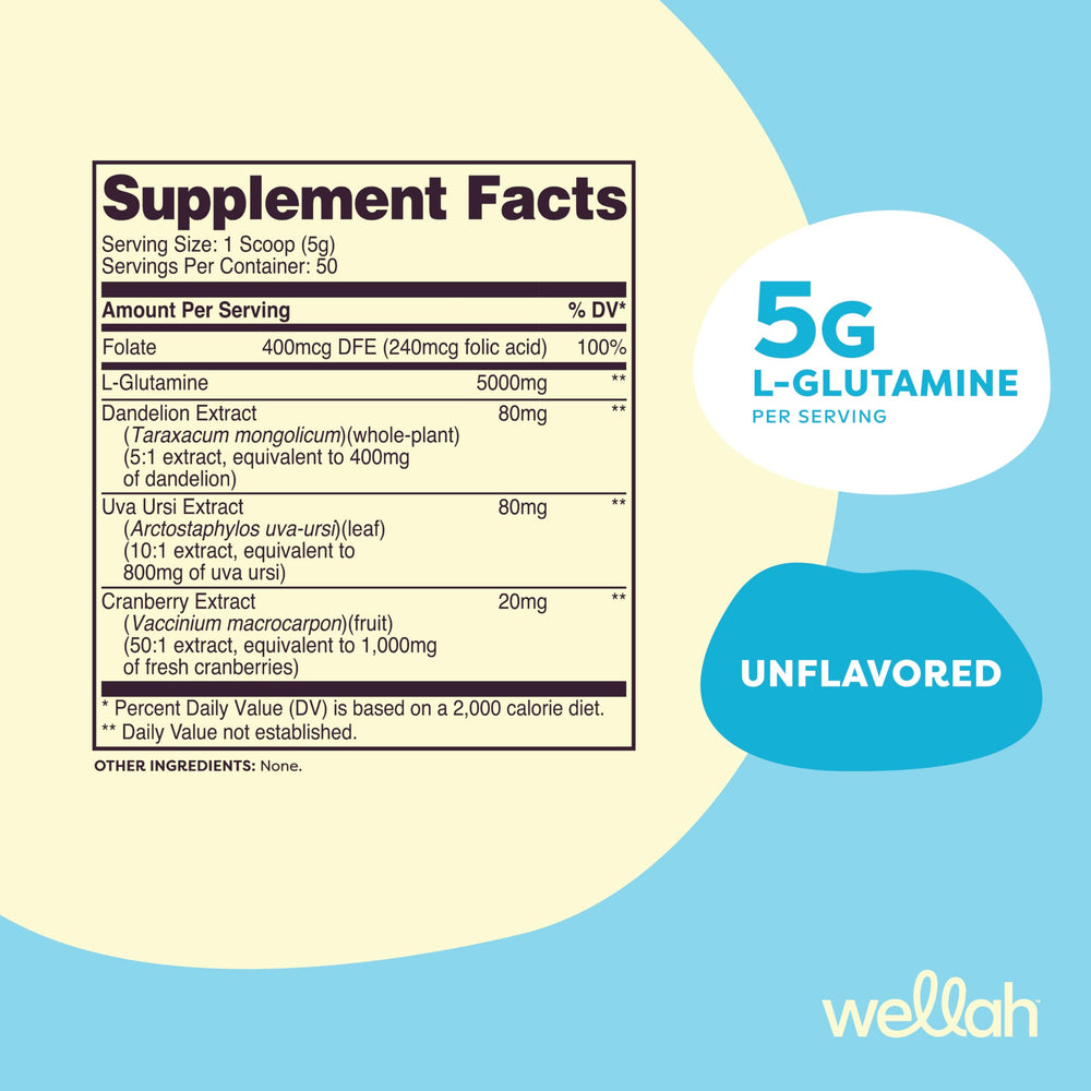 Wellah L-Glutamine powder scoop for precise daily dosing.