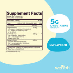 Wellah L-Glutamine powder scoop for precise daily dosing.