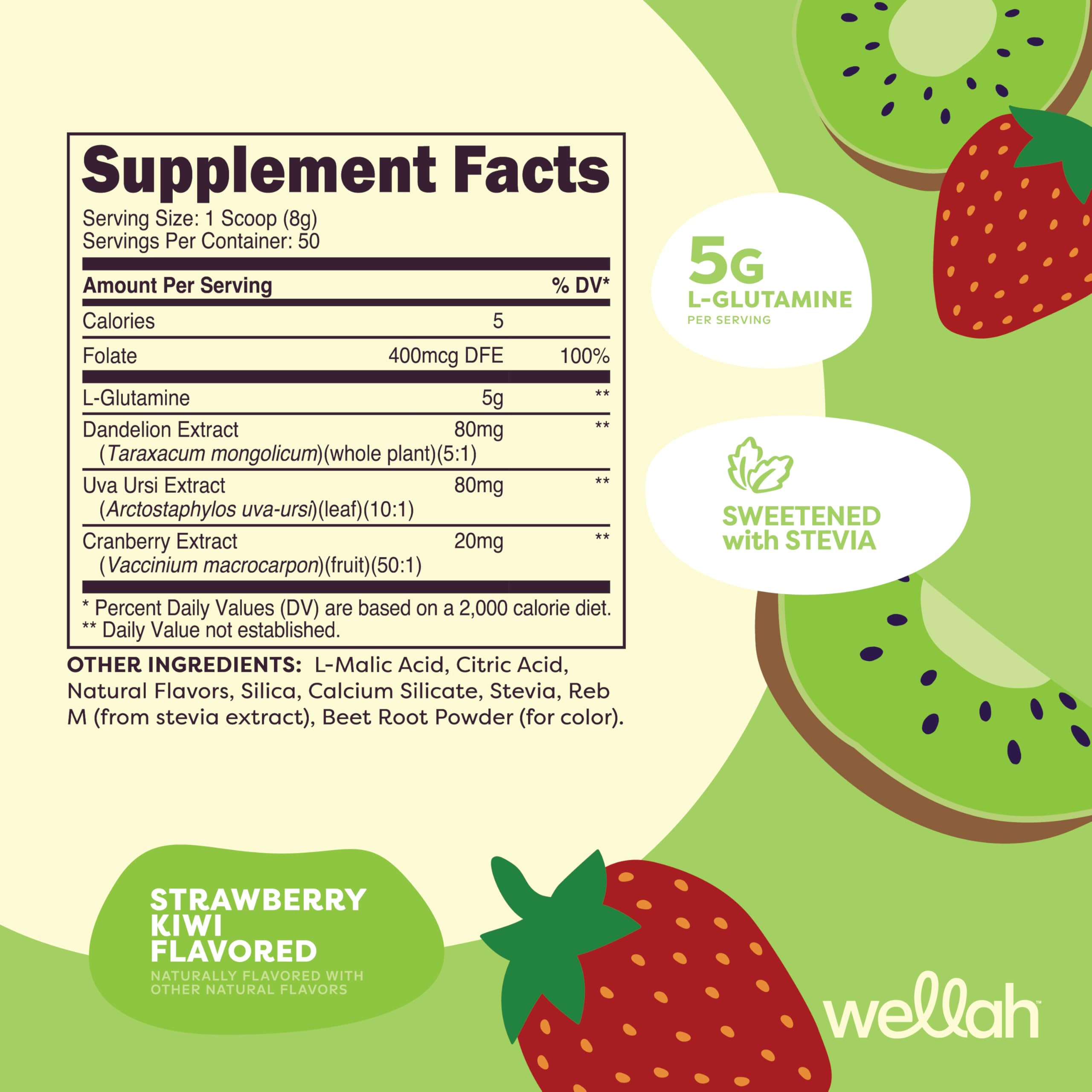 Wellah L-Glutamine powder with scoop for precise 5g serving