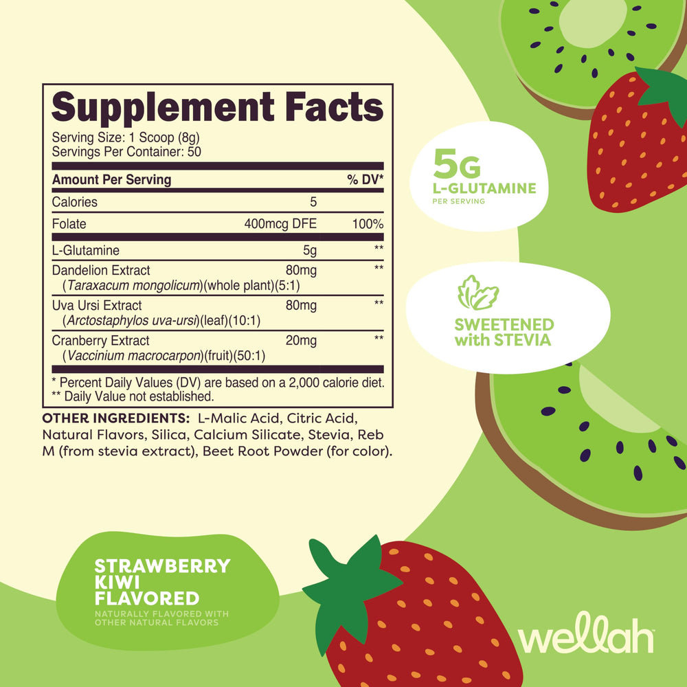 Wellah L-Glutamine powder with scoop for precise 5g serving